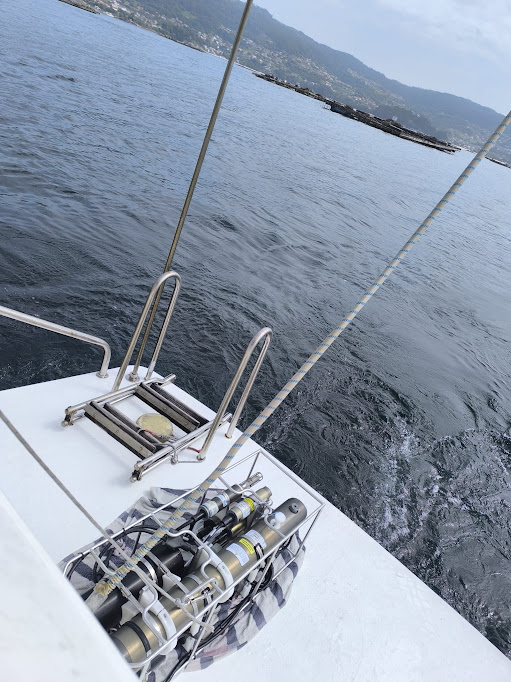 Field sampling equipment on a boat during coastal monitoring
